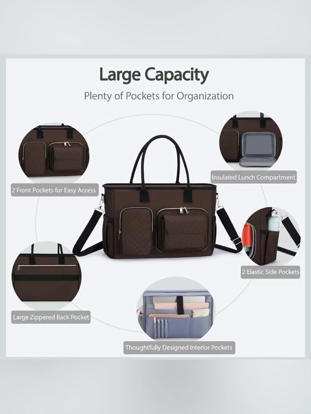 Quilted Navy Laptop Tote Bag